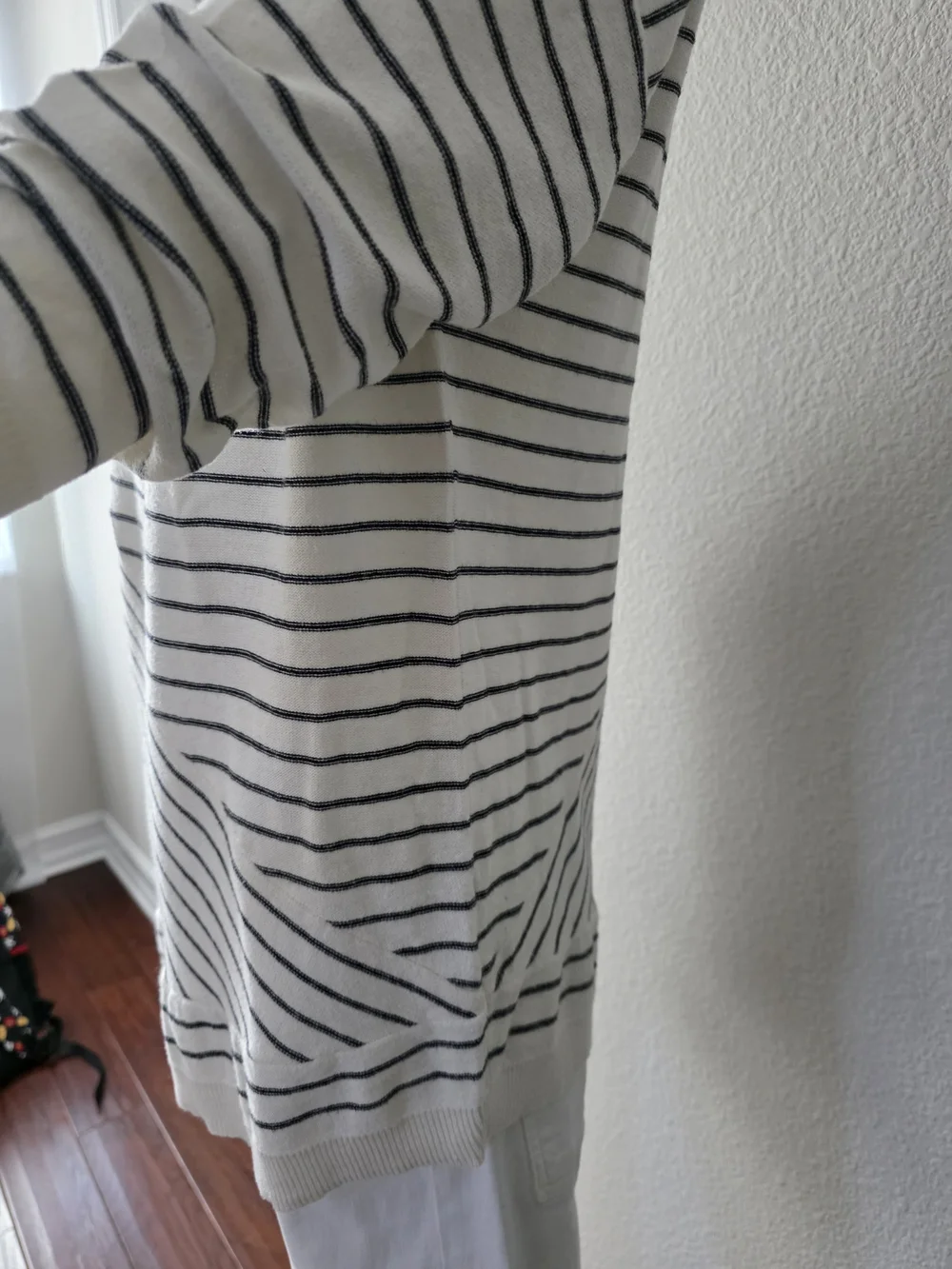 Tribal Striped Lightweight Boatneck Sweater in Cream w/Black Striping - Size M